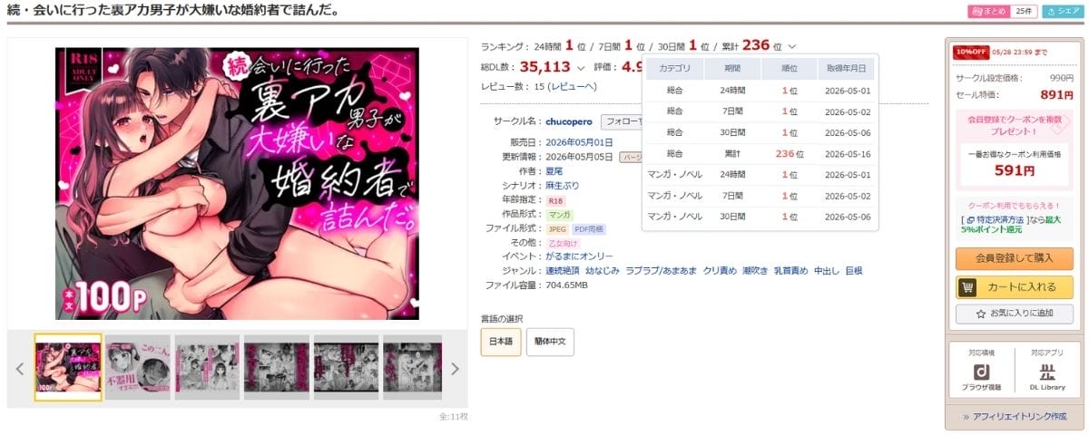 続・会いに行った裏アカ男子が大嫌いな婚約者で詰んだ。 DLsiteの配信ページ
